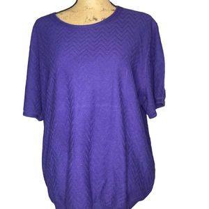 Alfred Dunner Purple Women's Short Sleeve Sweater Shirt 1X